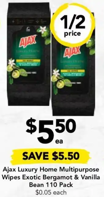 Drakes Ajax Luxury Home Multipurpose Wipes Exotic Bergamot & Vanilla Bean 110 Pack offer