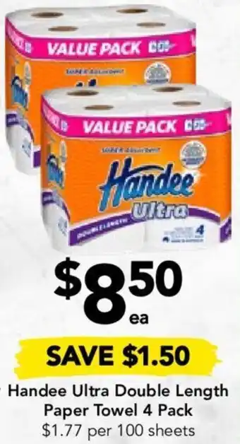 Drakes Handee Ultra Double Lengt Paper Towel 4 Pack offer