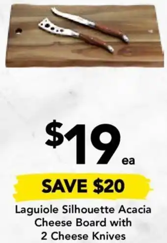 Drakes Laguiole Silhouette Acacia Cheese Board with 2 Cheese Knives offer