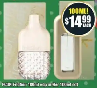 Chemist Warehouse FCUK Friction 100ml edp or Her 100ml edt offer