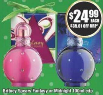 Chemist Warehouse Britney Spears Fantasy or Midnight 100ml edp offer
