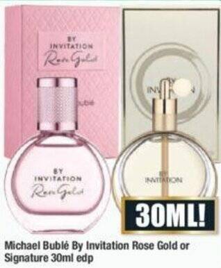 Chemist Warehouse Michael Bublé By Invitation Rose Gold or Signature 30ml edp offer