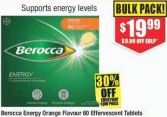 Chemist Warehouse Berocca Energy Orange Flavour 60 Effervescent Tablets offer