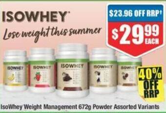 Chemist Warehouse IsoWhey Weight Management 672g Powder offer