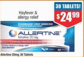 Chemist Warehouse Allertine 20mg 30 Tablets offer