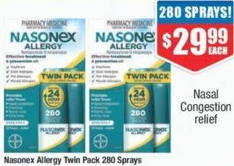 Chemist Warehouse Nasonex Allergy Twin Pack 280 Sprays offer