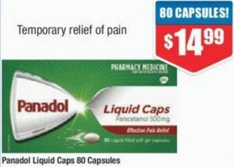 Chemist Warehouse Panadol Liquid Caps 80 Capsules offer