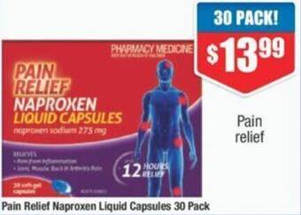 Chemist Warehouse Pain Relief Naproxen Liquid Capsules 30 Pack offer