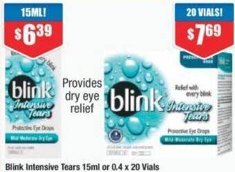 Chemist Warehouse Blink Intensive Tears 15ml or 0.4 x 20 Vials offer