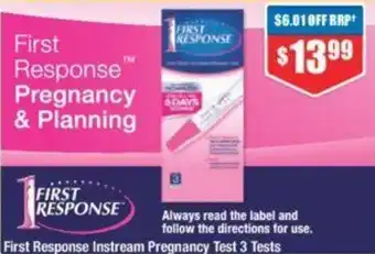 First Response Instream Pregnancy Test 3 Tests