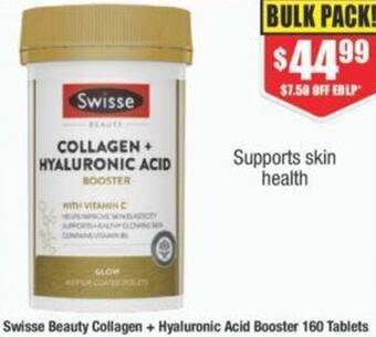 Chemist Warehouse Swisse Beauty Collagen + Hyaluronic Acid Booster 160 Tablets offer