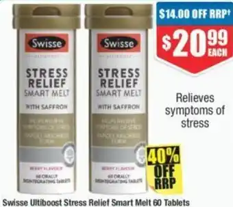 Swisse Ultiboost Stress Relief Smart Melt 60 Tablets