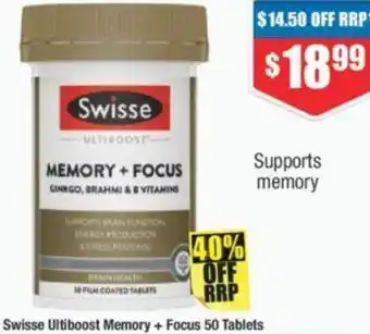 Swisse Ultiboost Memory + Focus 50 Tablets