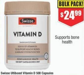 Chemist Warehouse Swisse Ultiboost Vitamin D 500 Capsules offer