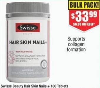 Chemist Warehouse Swisse Beauty Hair Skin Nails + 180 Tablets offer