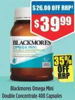Chemist Warehouse Blackmores Omega Mini Double Concentrate 400 Capsules offer