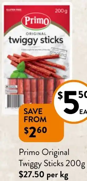 Foodworks Primo Original Twiggy Sticks 200g offer