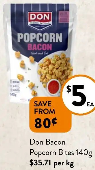 Foodworks Don Bacon Popcorn Bites 140g offer