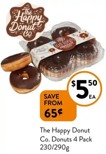 Foodworks The Happy Donut Co. Donuts 4 Pack 230/290g offer