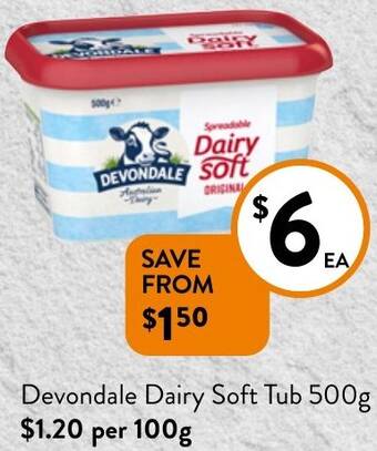 Foodworks Devondale Dairy Soft Tub 500g offer