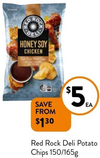 Foodworks Red Rock Deli Potato Chips 150/165g offer