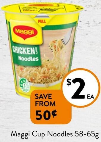 Foodworks Maggi Cup Noodles 58-65g offer