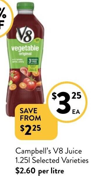 Foodworks Campbell's V8 Juice 1.25l offer