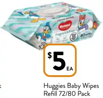 Foodworks Huggies Baby Wipes Refill 72/80 Pack offer
