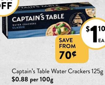 Foodworks Captain's Table Water Crackers 125g offer