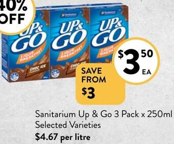 Foodworks Sanitarium Up & Go 3 Pack x 250ml offer
