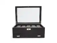 Bevilles Jewellery Wolf Viceroy 10 Pc Watch Box W/ Drawer Black offer