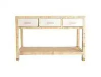 LivingStyles Palms Rattan 3 Drawer Console Table, 130cm offer