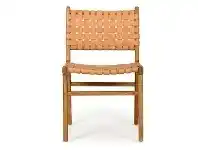 LivingStyles Pasadena Leather Straps & Teak Timber Dining Chair, Toffee / Natural offer
