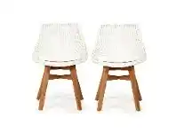 LivingStyles Oceanic Rattan & Teak Timber Outdoor Dining Chair, Set of 2, White / Natural offer