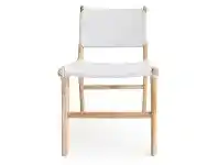 LivingStyles Pasadena Leather & Teak Timber Dining Chair, White / Natural offer