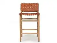 LivingStyles Pasadena Leather Straps & Teak Timber Counter Stool, Tan / Natural offer