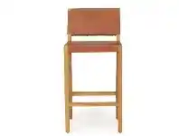 LivingStyles Pasadena Leather & Teak Timber Counter Stool, Tan / Natural offer