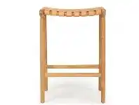 LivingStyles Pasadena Leather Straps & Teak Timber Saddle Counter Stool, Toffee / Natural offer