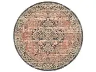 LivingStyles Legacy No.851 Bohemian Round Rug, 150cm, Salmon / Midnight offer