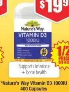 Chemist Warehouse Nature's Way Vitamin D3 1000IU 400 Capsules offer