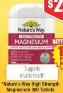 Chemist Warehouse Nature's Way High Strength Magnesium 300 Tablets offer
