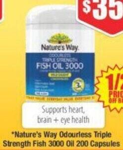 Chemist Warehouse Nature's Way Odourless Triple Strength Fish 3000 Oil 200 Capsules offer