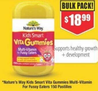 Chemist Warehouse Nature's Way Kids Smart Vita Gummies Multi-Vitamin For Fussy Eaters 150 Pastilles offer