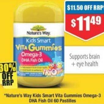 Chemist Warehouse Nature's Way Kids Smart Vita Gummies Omega-3 DHA Fish Oil 60 Pastilles offer