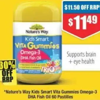 Chemist Warehouse Nature's Way Kids Smart Vita Gummies Omega-3 DHA Fish Oil 60 Pastilles offer