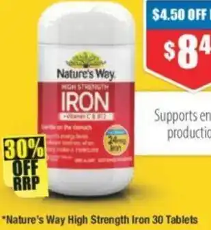 Chemist Warehouse Nature's Way High Strength Iron 30 Tablets offer