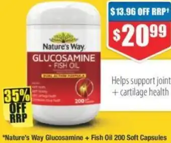 Chemist Warehouse Nature's Way Glucosamine + Fish Oil 200 Soft Capsules offer