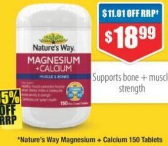 Chemist Warehouse Nature's Way Magnesium + Calcium 150 Tablets offer