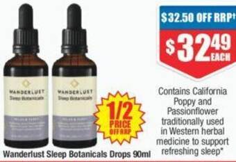Chemist Warehouse Wanderlust Sleep Botanicals Drops 90ml offer