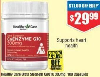 Chemist Warehouse Healthy Care Ultra Strength CoQ10 300mg 100 Capsules offer